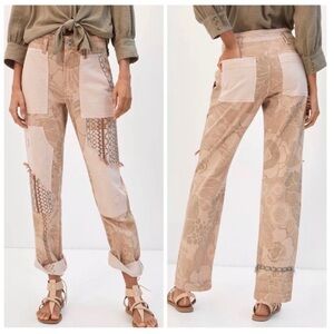 Pilcro by Anthropologie The Camp Wanderer Patchwork Embroidered Cargo Pant Sz 26